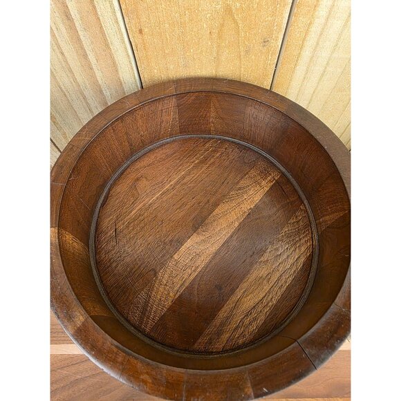 Vintage Mid-Century Modern Wooden Pedestal Bowl 10" Diameter - Picture 14 of 16